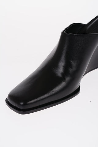 Solid Color Leather GAIA Mules with Wedge 9.5cm