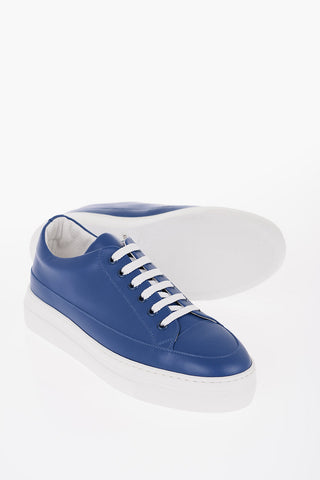Leather Low Top Sneakers with Contrasting Sole