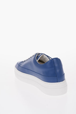 Leather Low Top Sneakers with Contrasting Sole