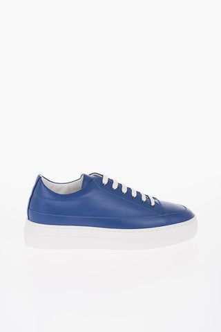 Leather Low Top Sneakers with Contrasting Sole