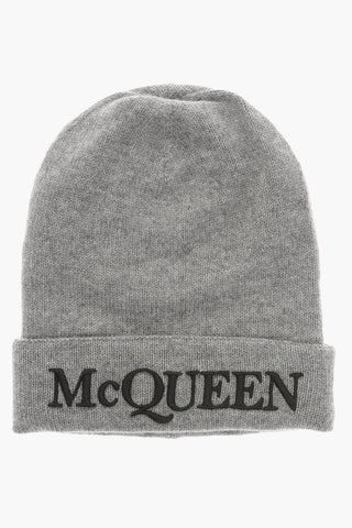 Solid Color Cashmere Beanie with Embroidered Logo