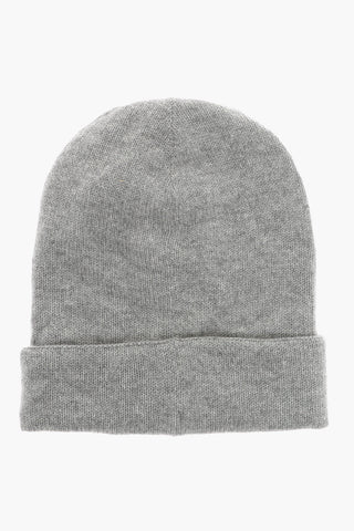 Solid Color Cashmere Beanie with Embroidered Logo