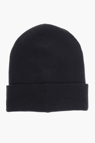 Solid Color Cashmere Beanie with Embroidered Logo