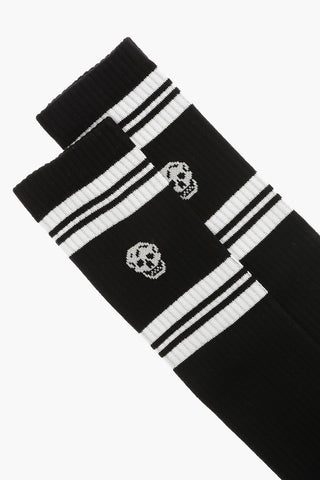 Cotton Blend Long Socks with Contrasting Details