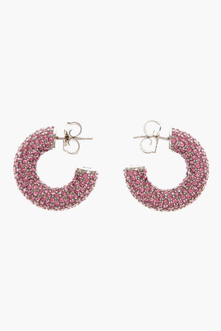 Silver CAMERON Hoop Earrings with Rhinestone Embellishment