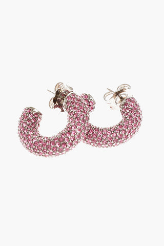 Silver CAMERON Hoop Earrings with Rhinestone Embellishment
