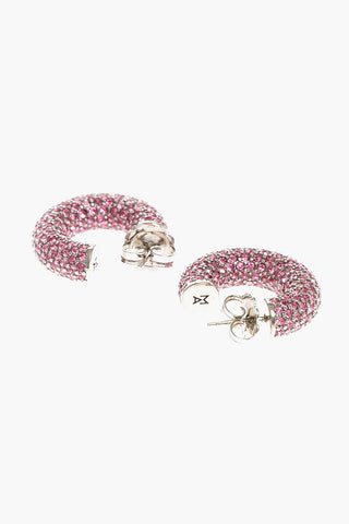 Silver CAMERON Hoop Earrings with Rhinestone Embellishment