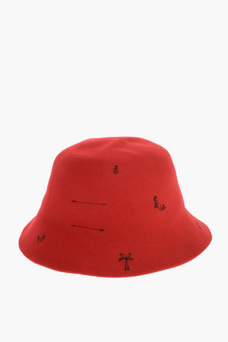 LORENZO JOVA Cappello Cloche FREYA in Feltro di Lana a Tinta Unita con Stampe