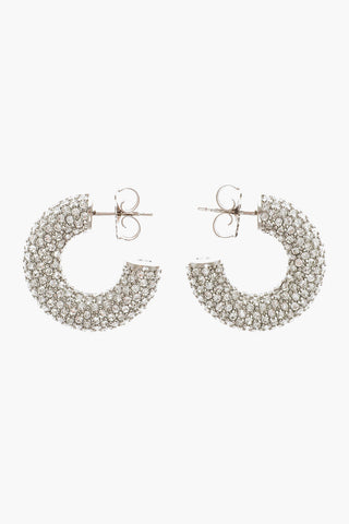 Silver CAMERON Hoop Earrings with Rhinestone Embellishment