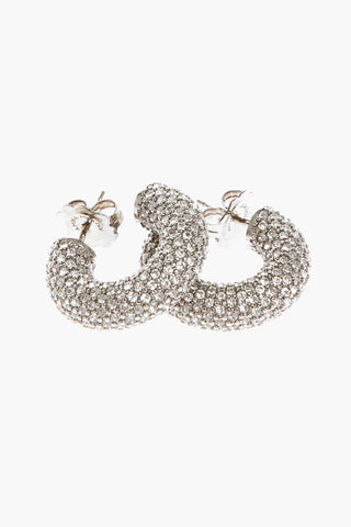 Silver CAMERON Hoop Earrings with Rhinestone Embellishment