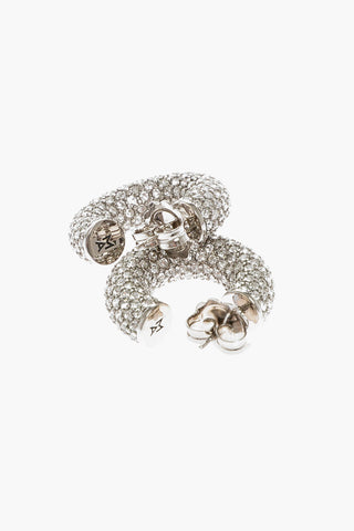 Silver CAMERON Hoop Earrings with Rhinestone Embellishment