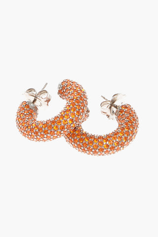 Silver CAMERON Hoop Earrings with Rhinestone Embellishment