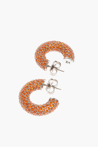 Silver CAMERON Hoop Earrings with Rhinestone Embellishment
