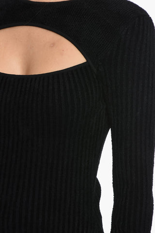 Corduroy Crew-Neck Sweater with Cut-Out Detail