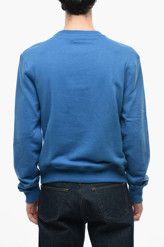 Crew Neck Brushed Cotton Sweatshirt with Embroidered Logo