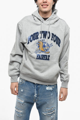 Fleeced-Cotton Hoodie with Sequin Details