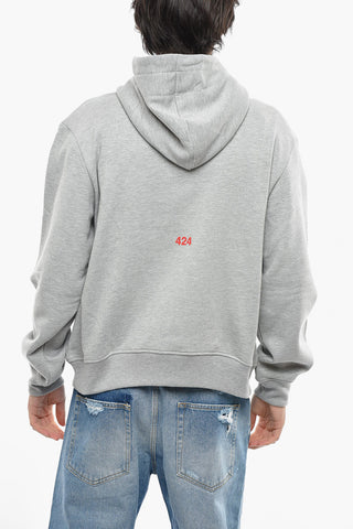 Fleeced-Cotton Hoodie with Sequin Details