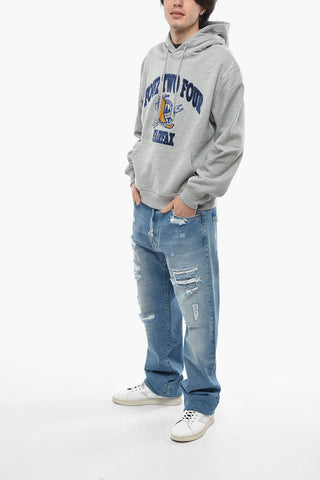 Fleeced-Cotton Hoodie with Sequin Details