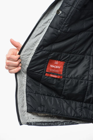 Padded Windbreaker Jacket with Vintage Effect Pattern