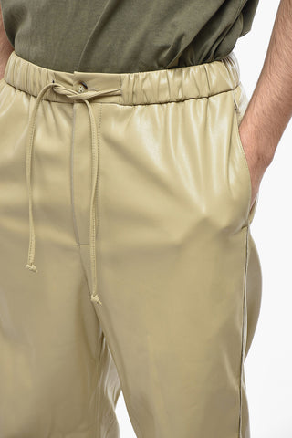 Pantalone In Pelle Vegana Con Coulisse