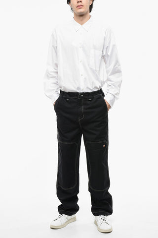 Logoed-Buttons Cotton Twill FLORALA Pants