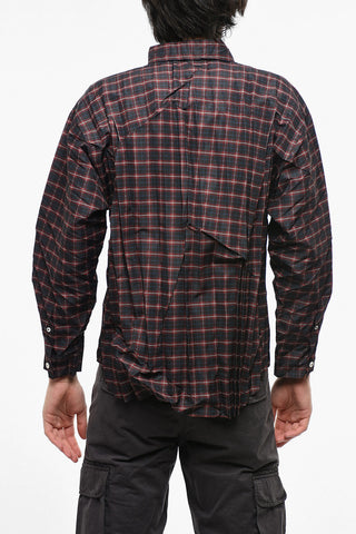 Check-patterned SHRUNK Shirt with Cracked Effect