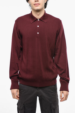 Ribbed Virgin Wool Polo Neck Sweater