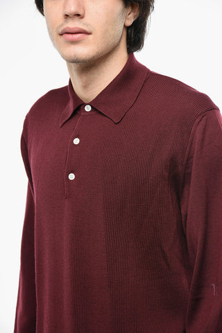 Ribbed Virgin Wool Polo Neck Sweater