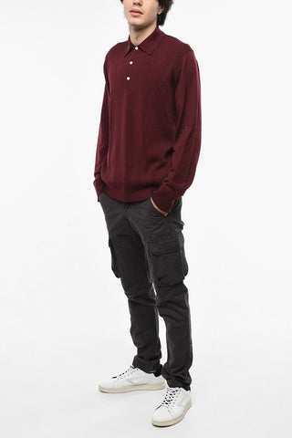 Ribbed Virgin Wool Polo Neck Sweater
