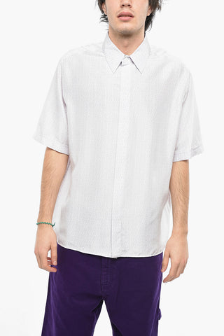 Camicia Monogram in Seta con Abbottonatura Nascosta