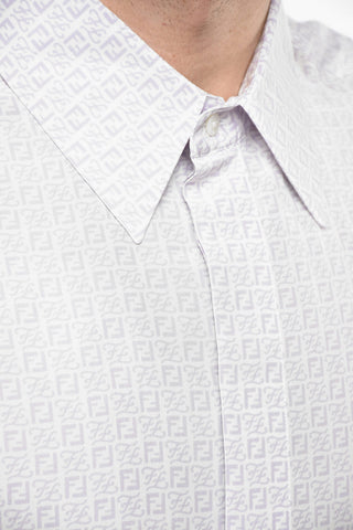 Camicia Monogram in Seta con Abbottonatura Nascosta