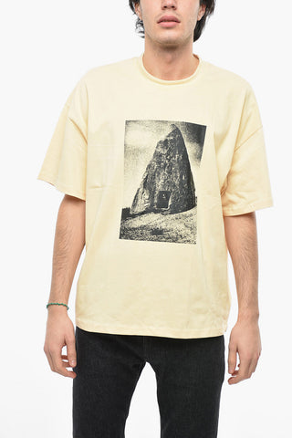 Contrast Print Cotton Crew-Neck  T-shirt