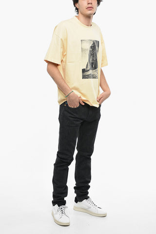 Contrast Print Cotton Crew-Neck  T-shirt