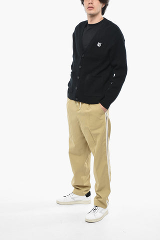 V-Neck Wool Cardigan with Fox Embroidery