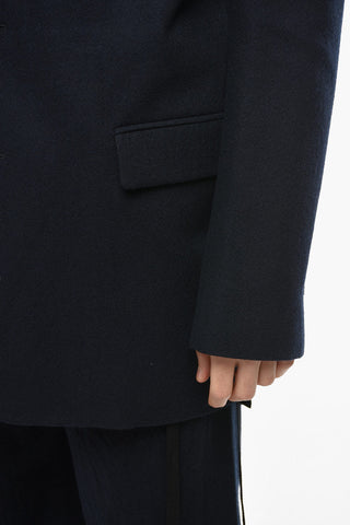 Single Breasted Wool Coat With Flap Pockets