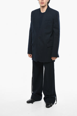 Single Breasted Wool Coat With Flap Pockets