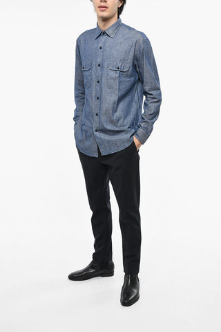 Poplin Cotton Shirt with Double Breast Pocket