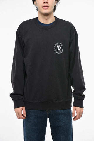 Solid Color Crew-neck Sweatshirt with Contrasting Print