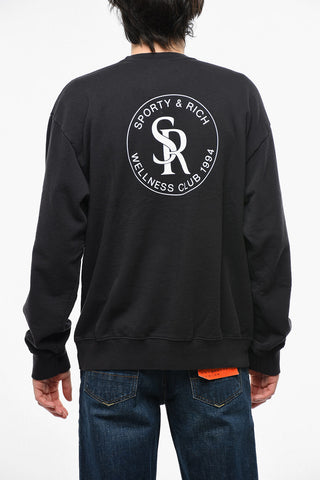 Solid Color Crew-neck Sweatshirt with Contrasting Print