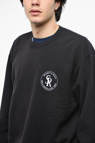 Solid Color Crew-neck Sweatshirt with Contrasting Print