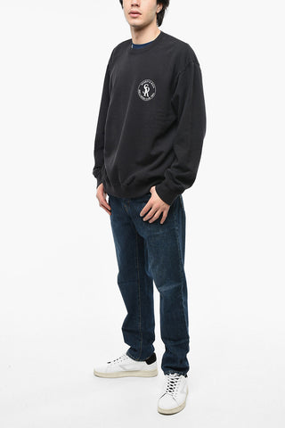 Solid Color Crew-neck Sweatshirt with Contrasting Print