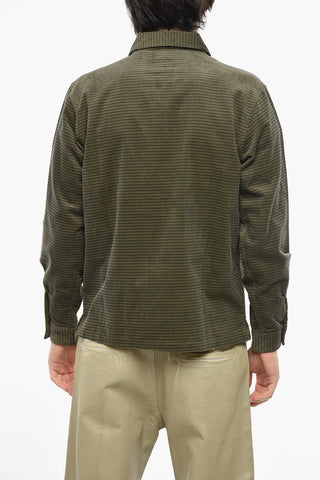 Overshirt in Velour a Quadri con Taschino