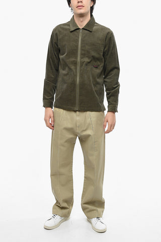 Overshirt in Velour a Quadri con Taschino