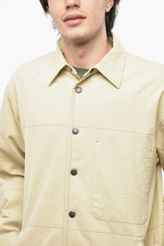 Logoed-Buttons Cotton Stretch S-DOVES Overshirt