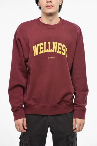 Solid Color Crew-neck Sweatshirt with Contrasting Print