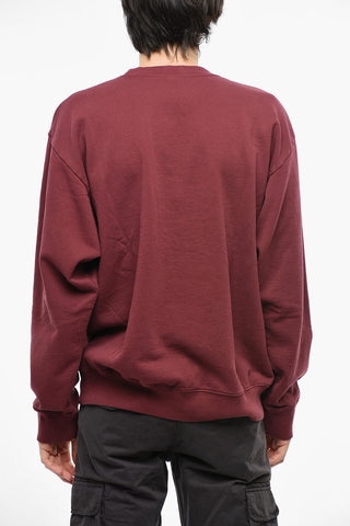 Solid Color Crew-neck Sweatshirt with Contrasting Print