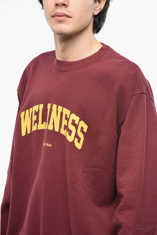 Solid Color Crew-neck Sweatshirt with Contrasting Print