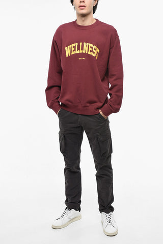 Solid Color Crew-neck Sweatshirt with Contrasting Print