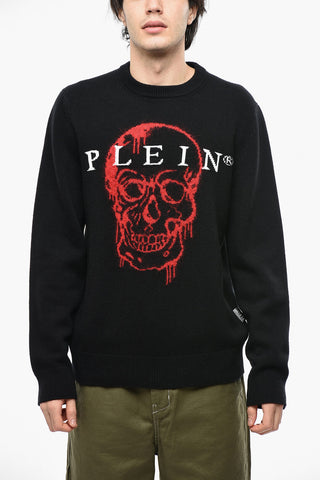 LS INTARSIA Woll Pullover Crew-Neck with Skull