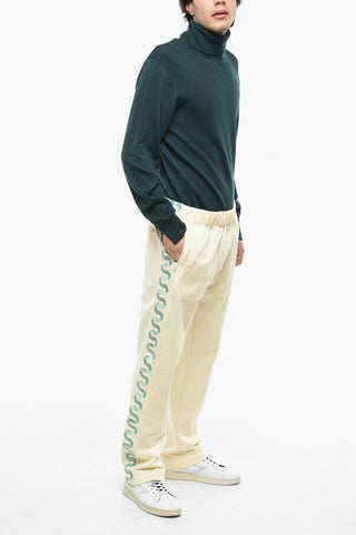 Brushed Cotton Joggers with Side Embroideries